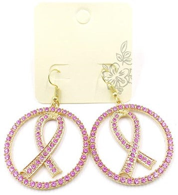 Pink Ribbon Earrings Breast Cancer Awareness Classic Dangle Earrings Pink |  eBay
